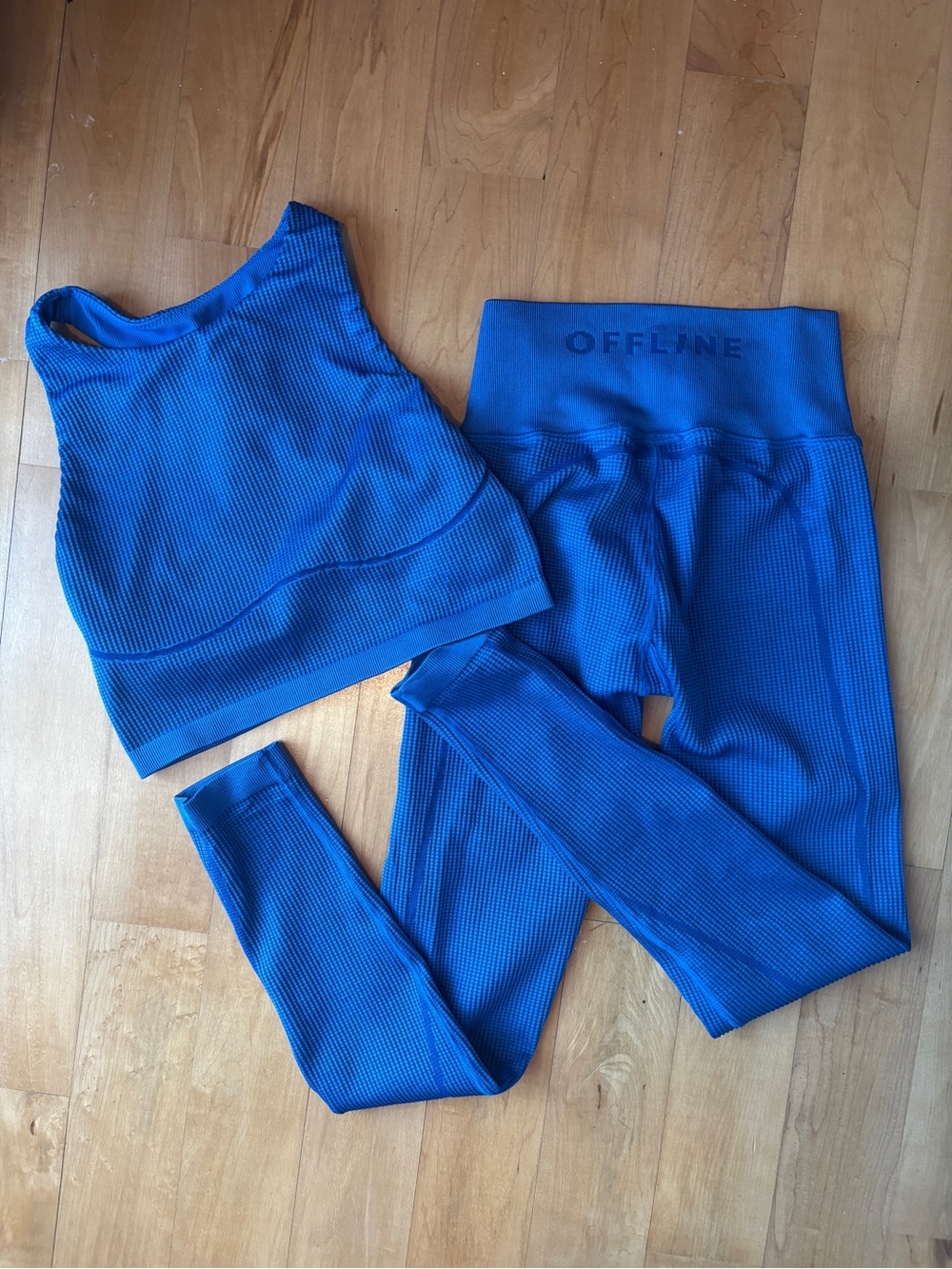 aerie Blue Ribbed Leggings & Sports Bra Set